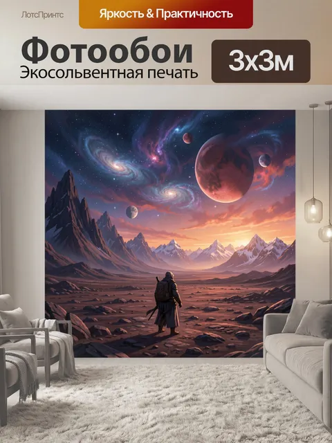 Фотообои Космический пейзаж с путником