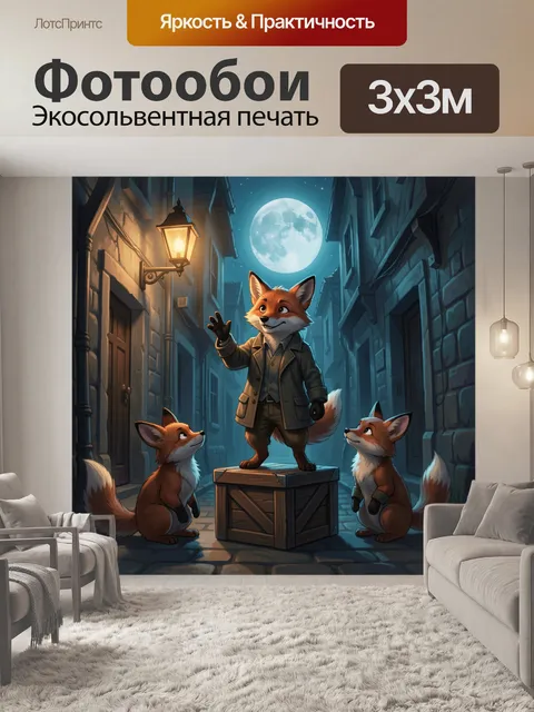 Фотообои Лис в ночном переулке