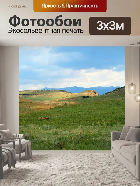 Фотообои желтые цветы в горах
