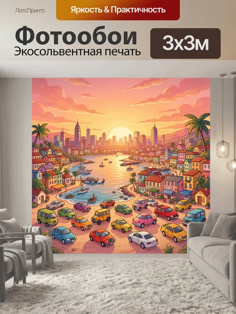 Фотообои Город у моря на закате