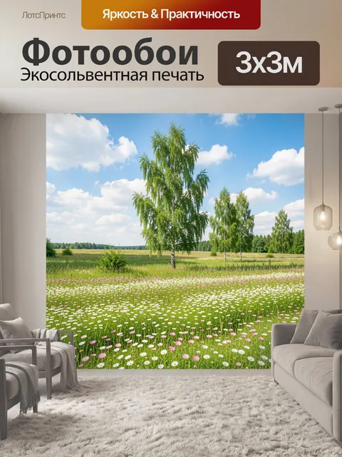 Фотообои Летний луг с березами
