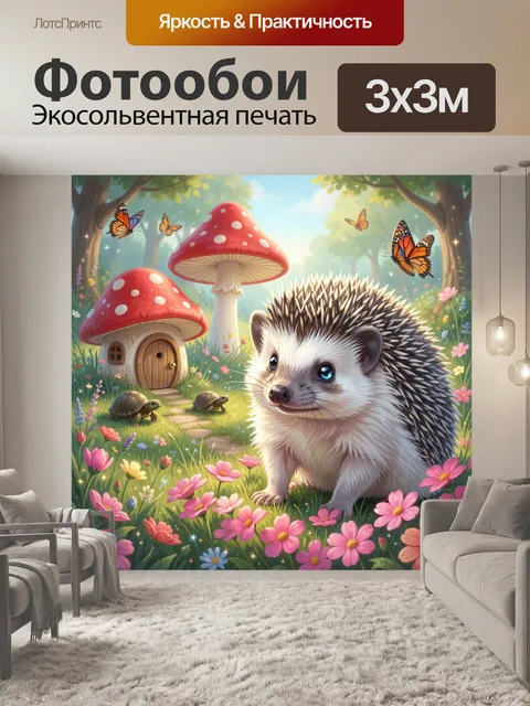 Фотообои Ежик в волшебном лесу