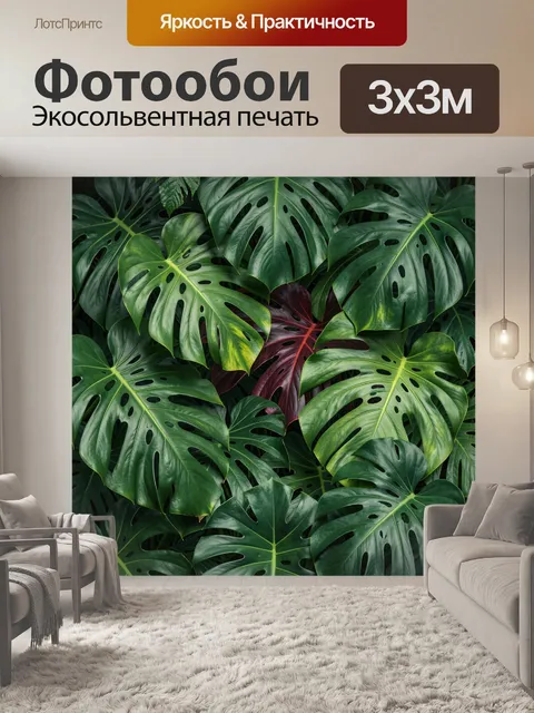 Фотообои Тропические листья монстеры