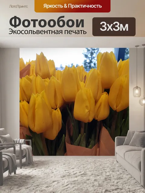 Фотообои Желтые тюльпаны