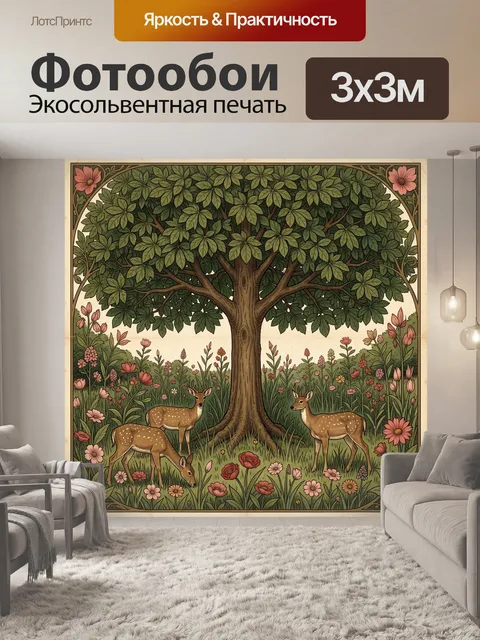 Фотообои Олени под цветущим деревом