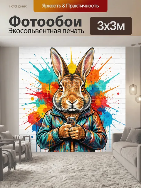 Фотообои Кролик в ярком городском стиле