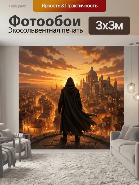 Фотообои Таинственный странник над городом