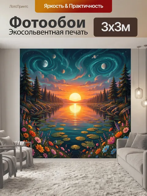 Фотообои Фантастический закат над рекой