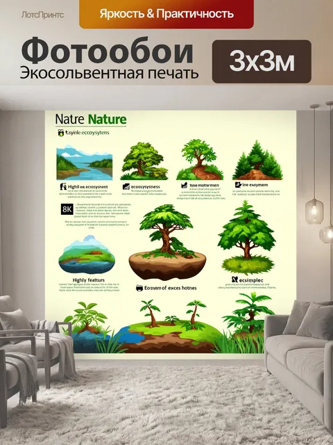 Фотообои природа в стиле инфографический рисунок