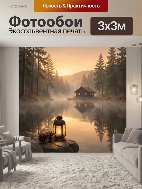 Фотообои Лесной домик у озера
