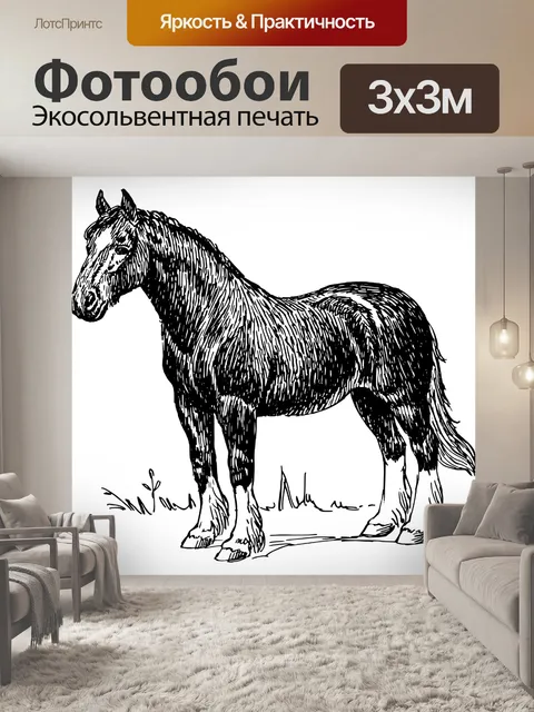 Фотообои Винтажная иллюстрация лошади