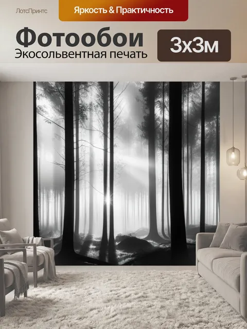 Фотообои пейзаж с лесом фото чернобелый