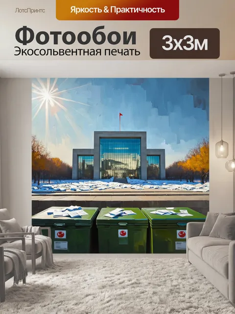 Фотообои густой, драматичный пейзаж с огромным зданием из стекла и бетона, символизирующим парламент турции, яркое…