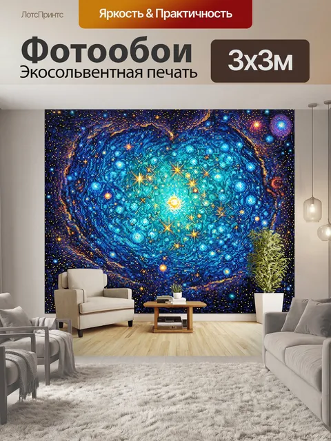 Фотообои космос в стиле экспрессионизм, с мозаикой из звездных систем, создающих психологический эффект