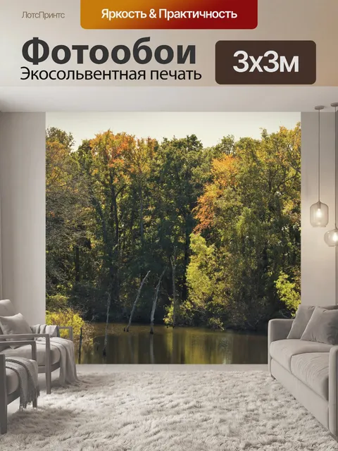Фотообои Сельский пруд осенью