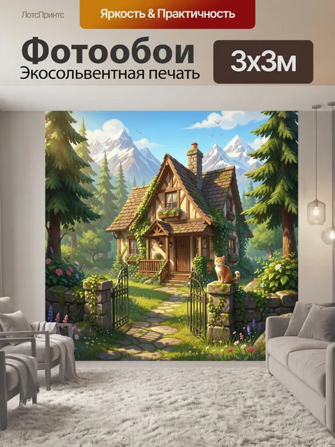 Фотообои Домик у горных вершин