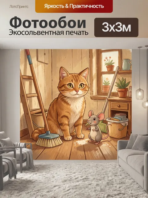 Фотообои Лис и мышь на уборке дома