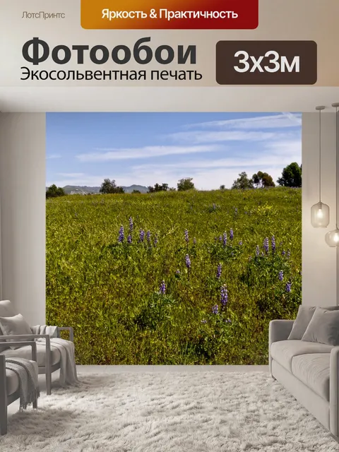 Фотообои Зеленое сиреневое поле