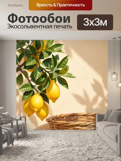 Фотообои Лимоны на ветке с листвой