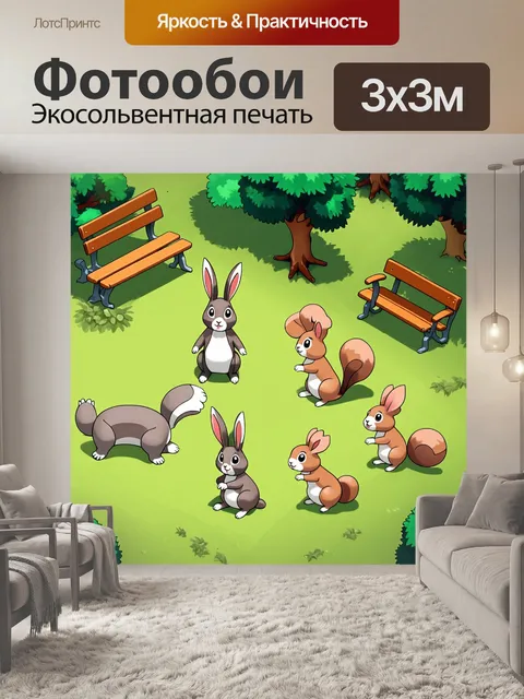 Фотообои животные в стиле изометрическая аниме