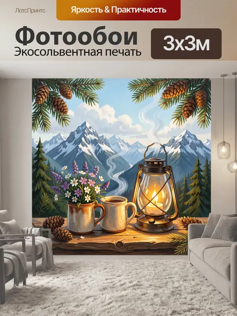 Фотообои Горный вечер с фонарём