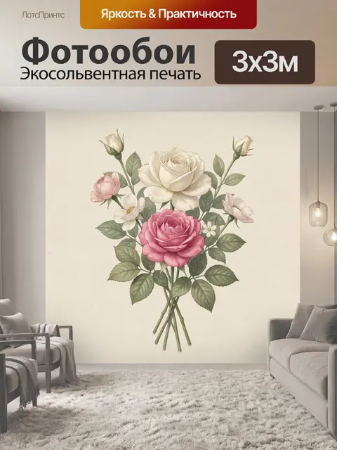 Фотообои Букет роз в пастельных тонах