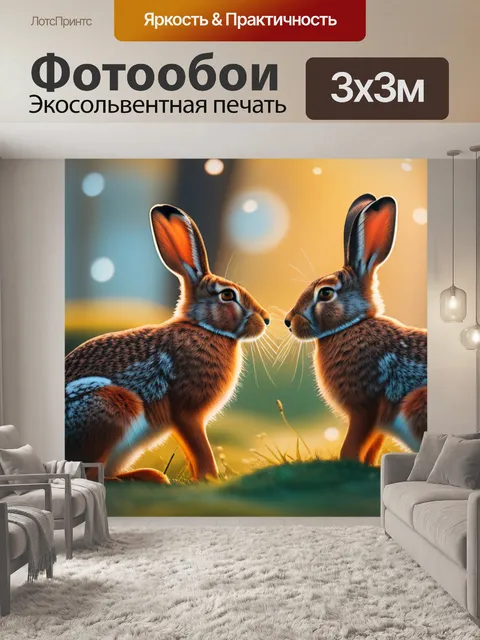 Фотообои с зайцами минимал