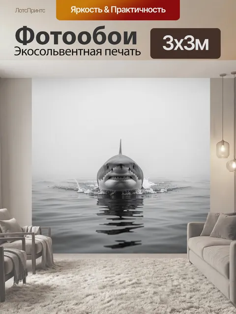 Фотообои Акула, плывущая по воде