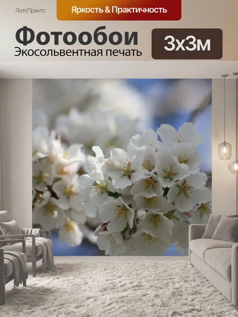Фотообои Цветение деревьев, белый