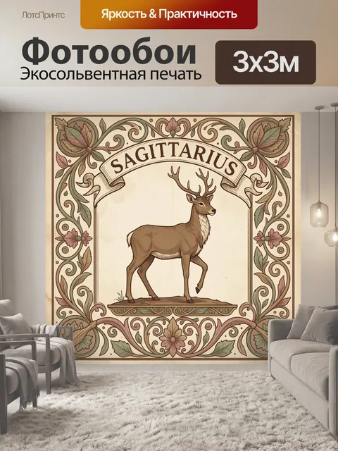 Фотообои Олень в винтажной рамке
