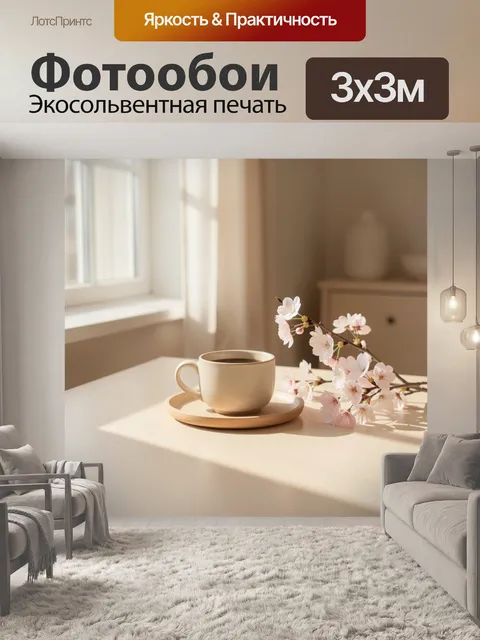 Фотообои Чашка кофе и сакура