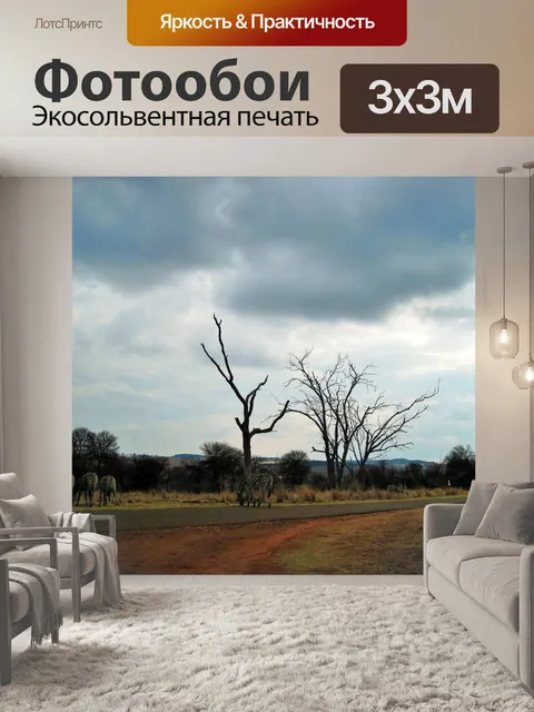 Фотообои зебры и мертвые деревья