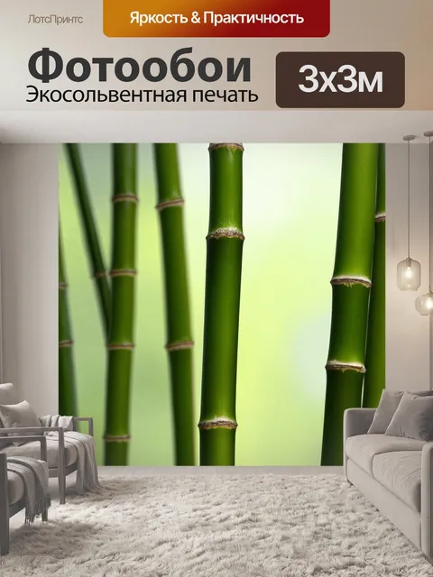Фотообои джунгли в стиле минимализм: крупный план стебля бамбука