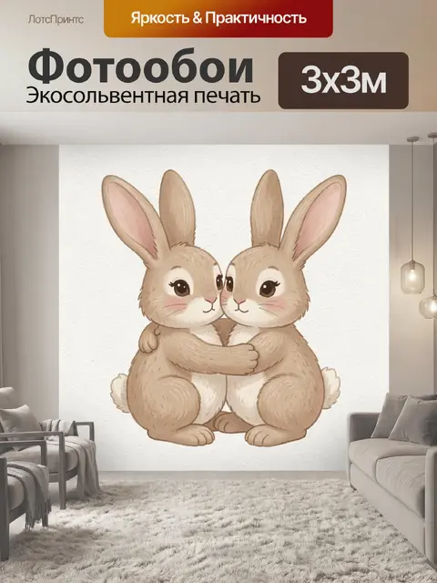 Фотообои Два зайчика обнялись