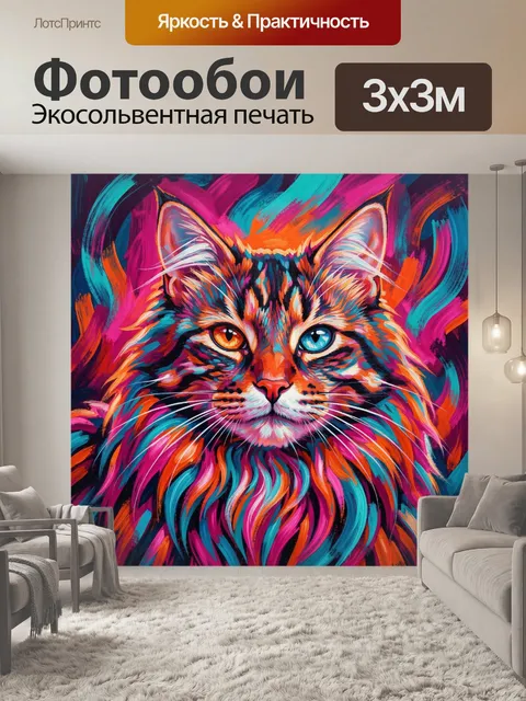 Фотообои Неоновый тигр с разноцветными глазами