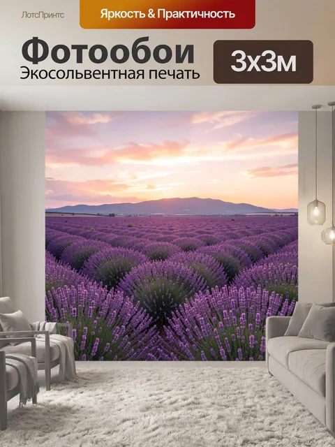 Фотообои Лавандовое поле на закате