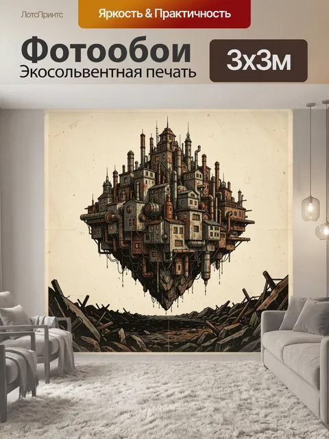 Фотообои Парящий индустриальный город