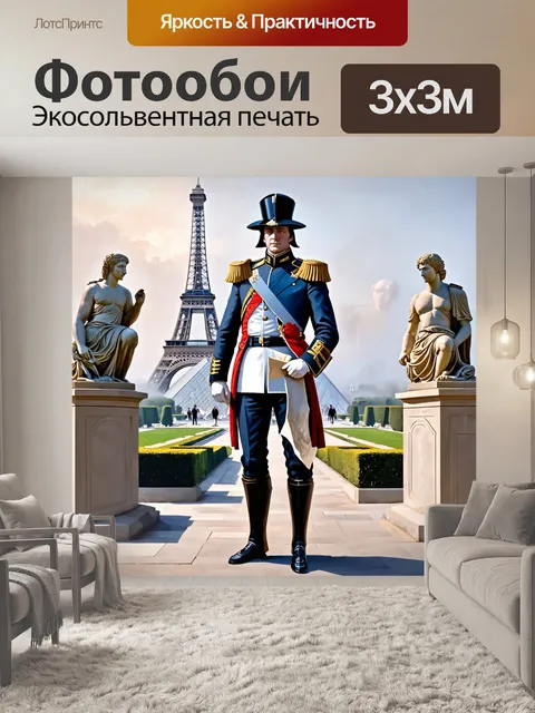 Фотообои наполеон бонапарт, стоящий на фоне величественного лувра, окружённого роскошными садами и статуями античных…