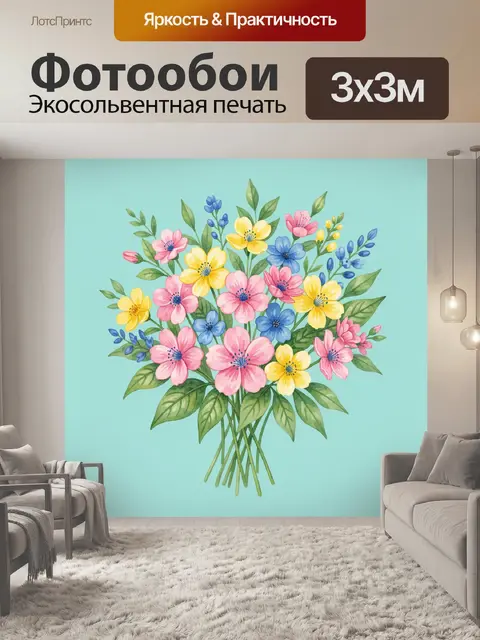 Фотообои Пышный букет полевых цветов
