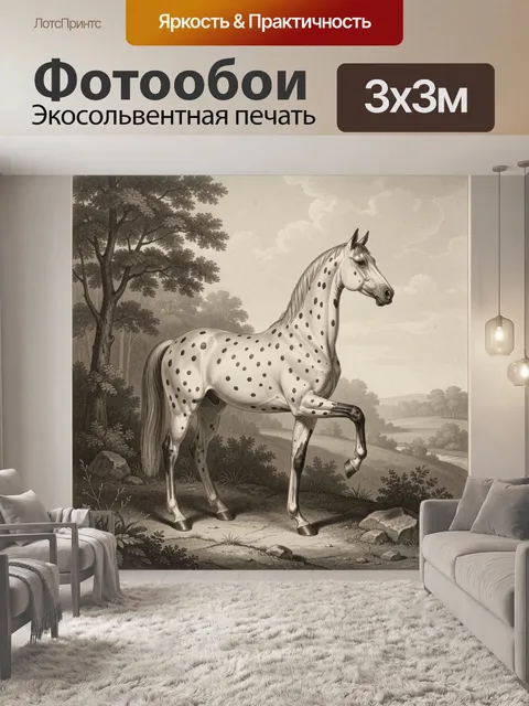 Фотообои Пятнистая лошадь в лесу