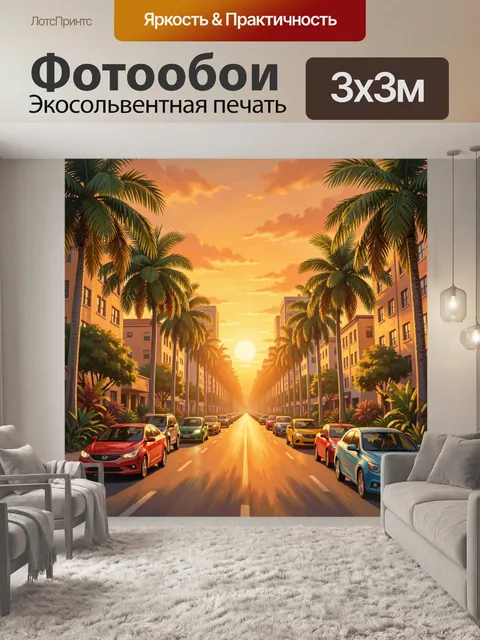 Фотообои Тропический бульвар на закате