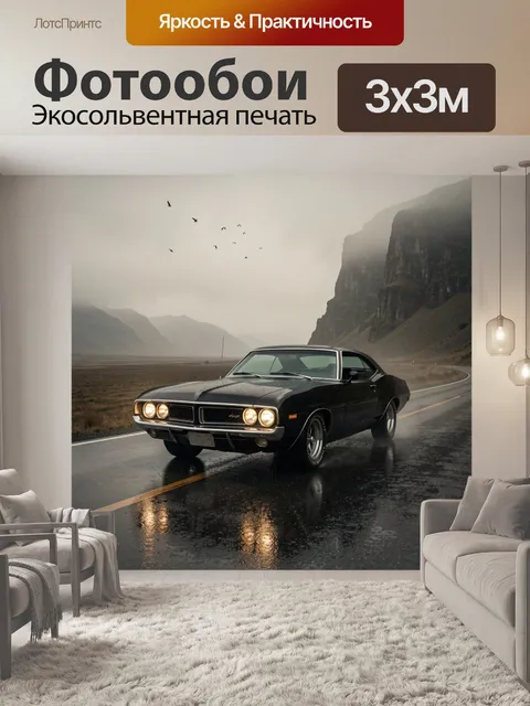 Фотообои Черный ретро маслкар в горах
