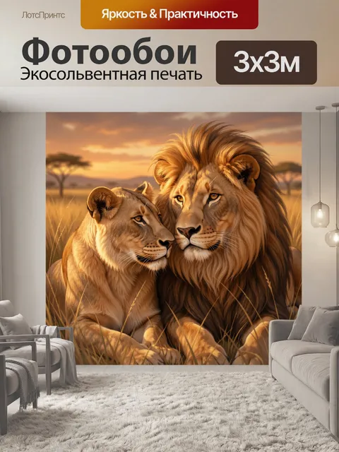 Фотообои Львиная пара на закате