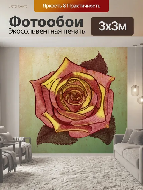 Фотообои Роза. Карандашный рисунок