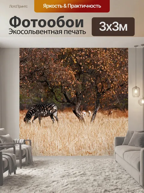 Фотообои зебра стоит под деревом