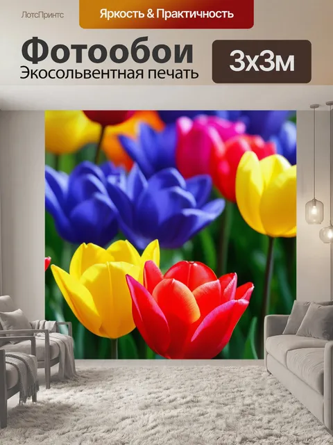 Фотообои тюльпаны в ярких цветах