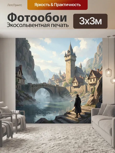 Фотообои Средневековый город у реки
