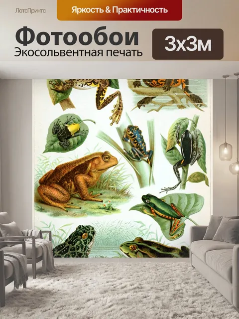 Фотообои Лягушка Винтаж Иллюстрация