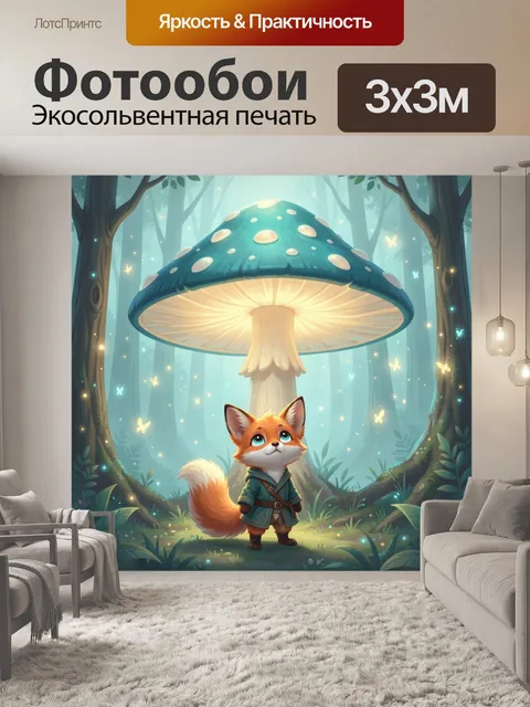 Фотообои Лисёнок в волшебном лесу