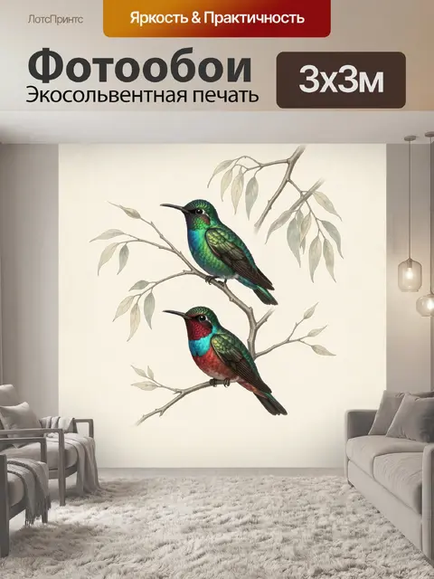 Фотообои Колибри на ветвях